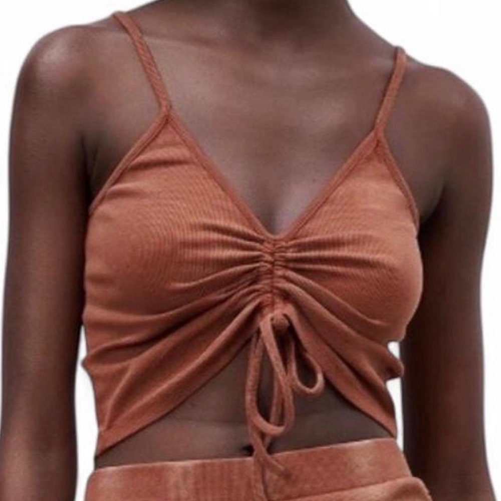 Zara Ruched Brown Cami Top